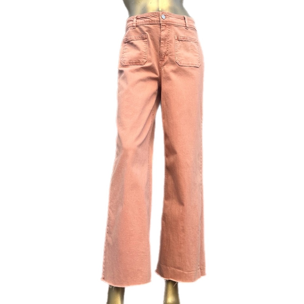 OAT New York Peach Raw Hem Straight Wide Leg Jeans Size 29 Cotton Blend